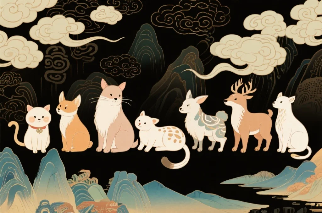 十二生肖的文化插画